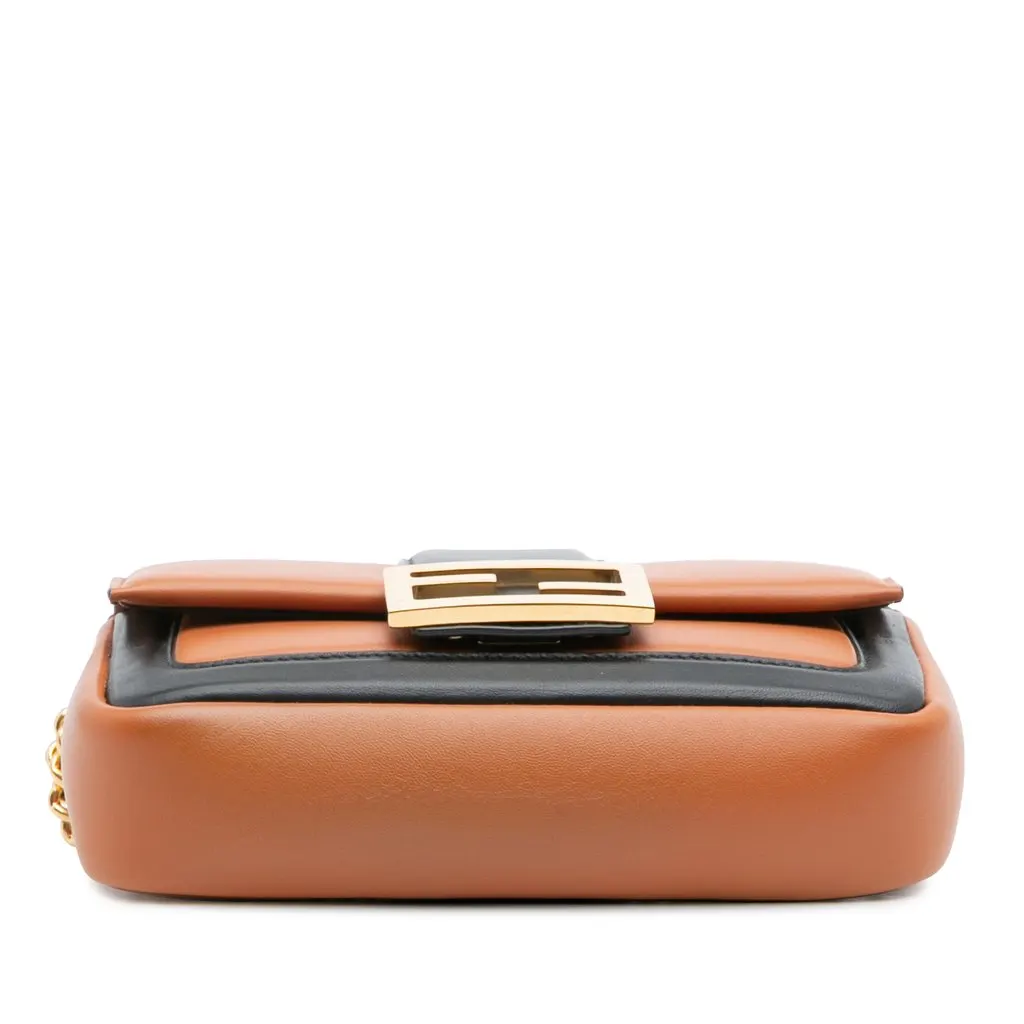 Fendi Mini Bicolor Nappa Apolo Chain Baguette Shoulder Bag Brown Leather Very good - Inside View