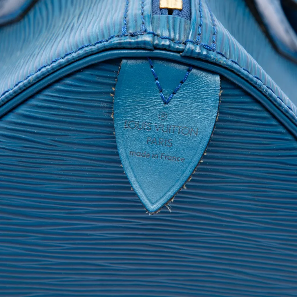 Louis Vuitton Epi Speedy 35 Blue Leather Very good - Box View