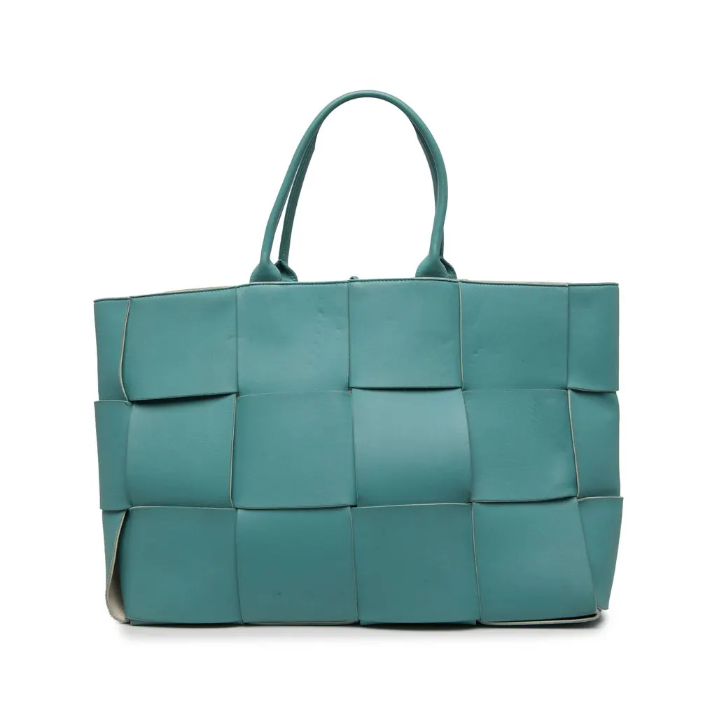 Bottega Veneta Large Nappa Maxi Intrecciato Arco Tote Blue Leather Good - Front View