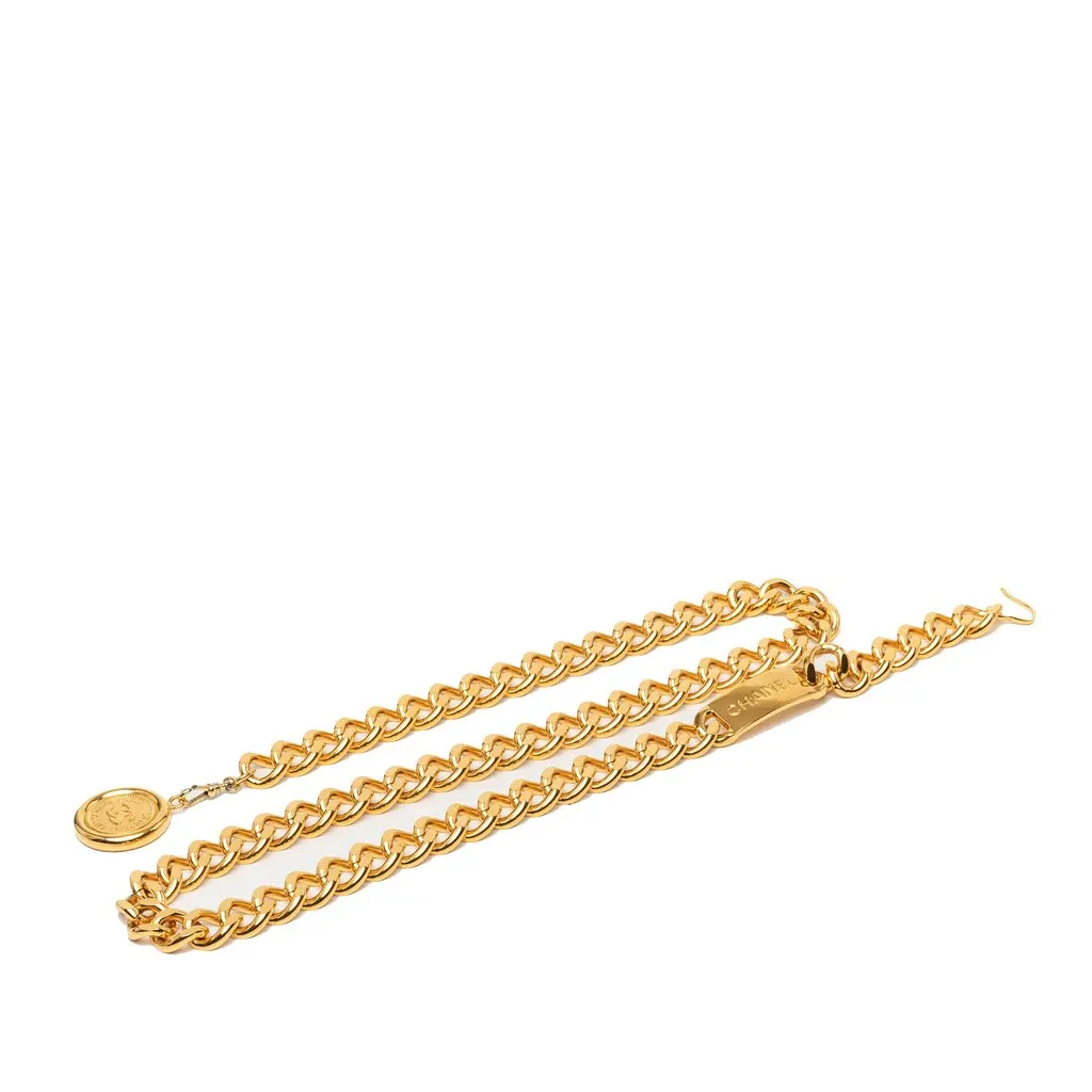 Chanel CC Gold Plated 31 Rue Cambon Medallion Chain Belt Gold Metal Very good - Front View