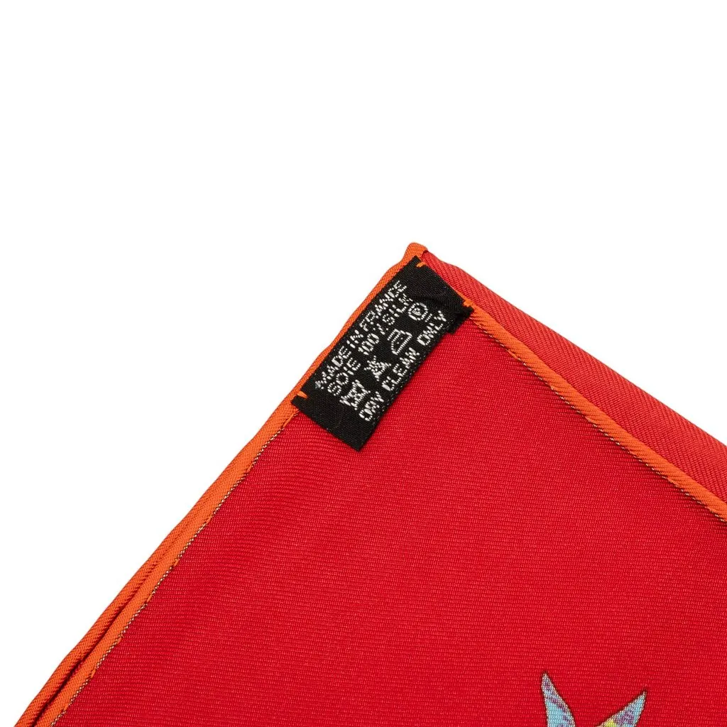 Hermès Pierres D Orient Et D Occident Silk Scarf 90 Orange Silk Very good - Inside View