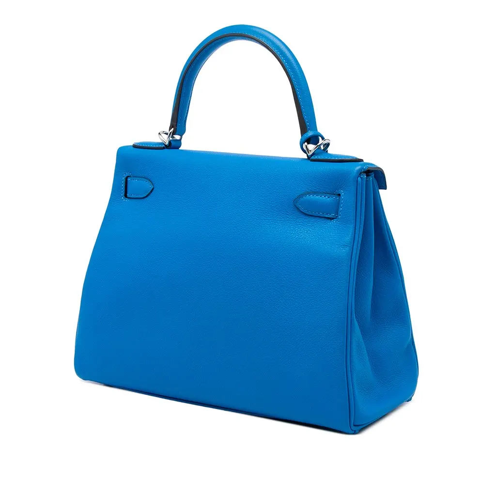 Hermès Evercolor Kelly II Retourne 28 Blue Leather Very good - Back View