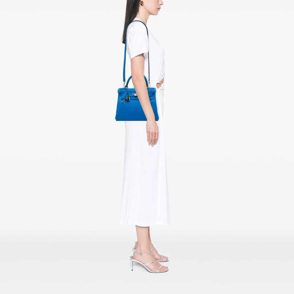 Hermès Evercolor Kelly II Retourne 28 Blue Leather Very good - Box View