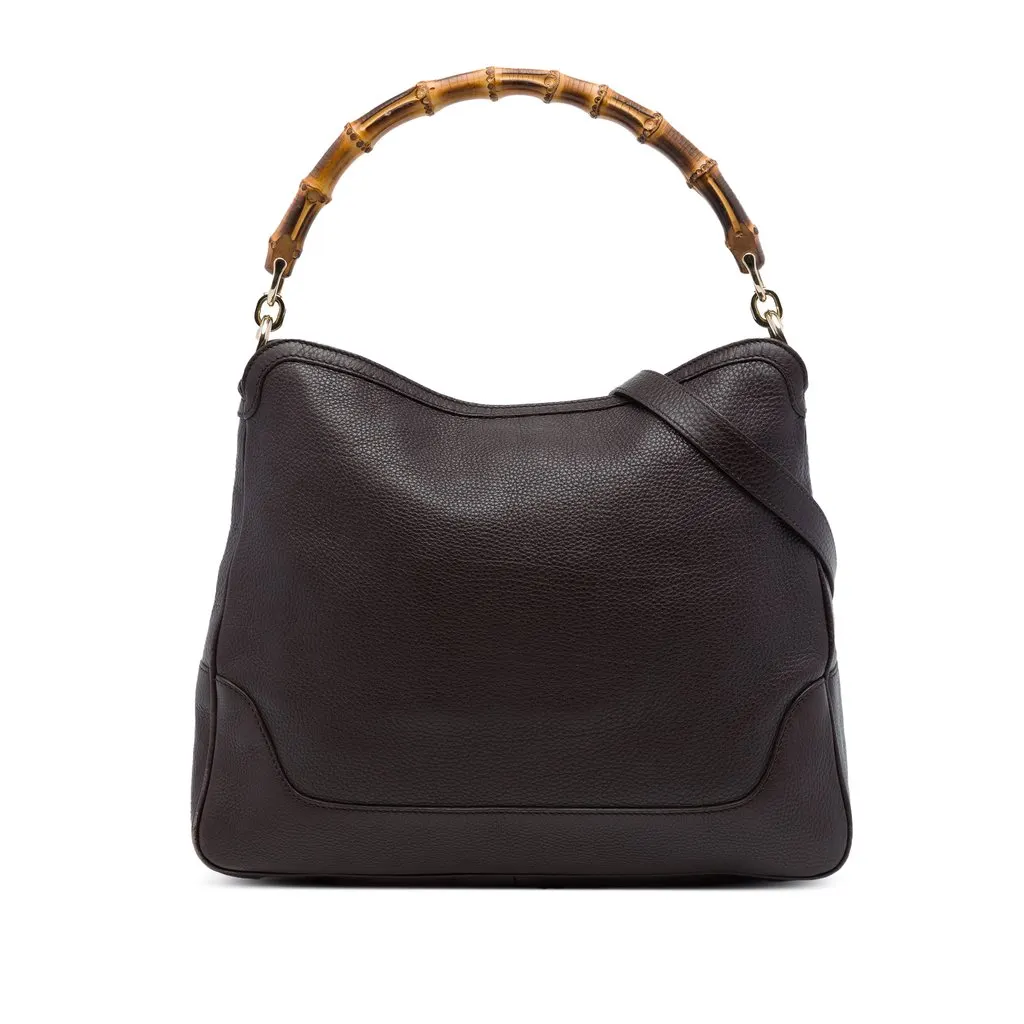 Gucci Calfskin Bamboo Diana Satchel Brown Leather Good - Front View