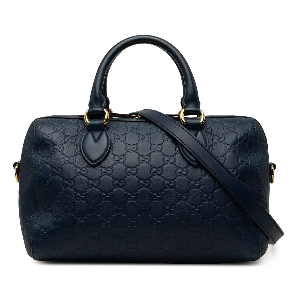 Gucci Guccissima Boston Bag Blue Leather Very good - Front View