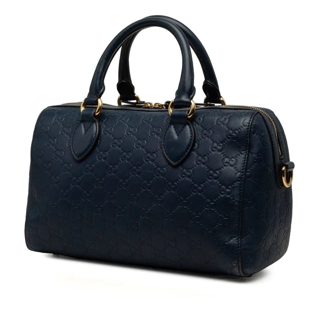 Gucci Guccissima Boston Bag Blue Leather Very good - Back View