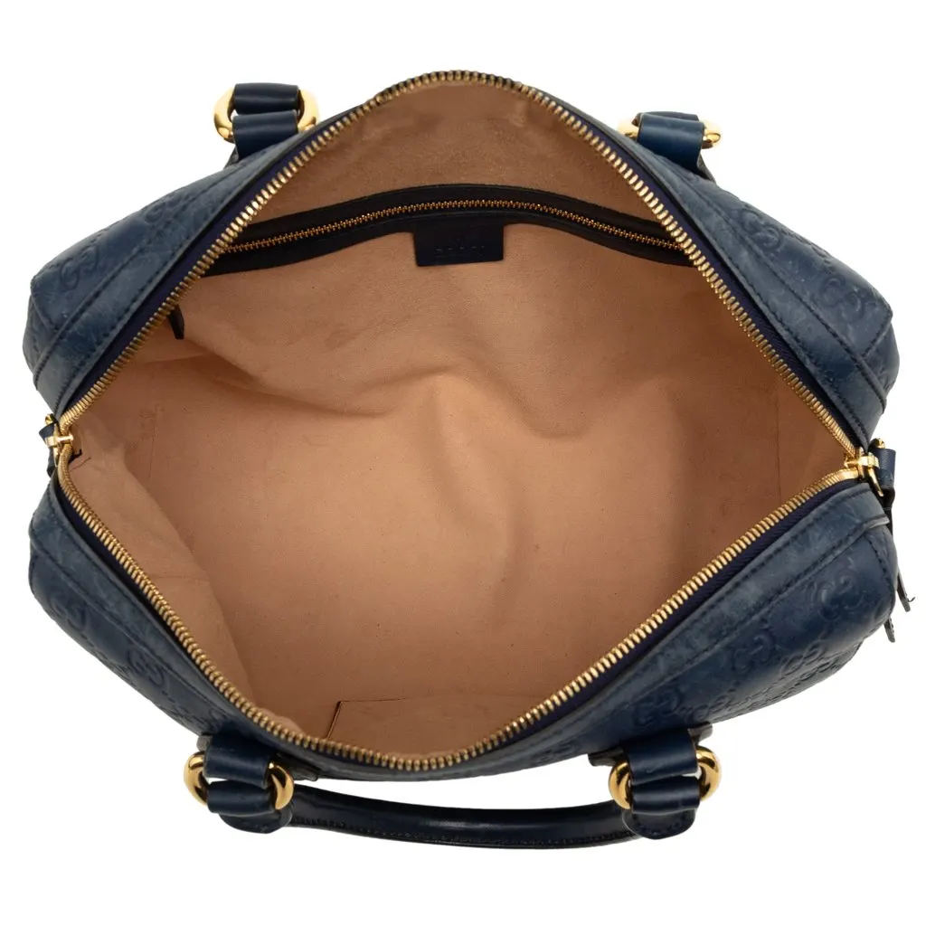 Gucci Guccissima Boston Bag Blue Leather Very good - Model View