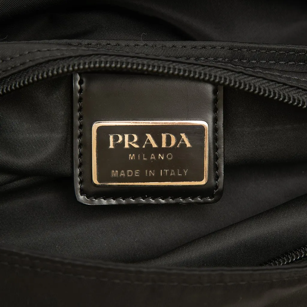 Prada Tessuto Zip Top Crossbody Black Polyamide Good - Box View