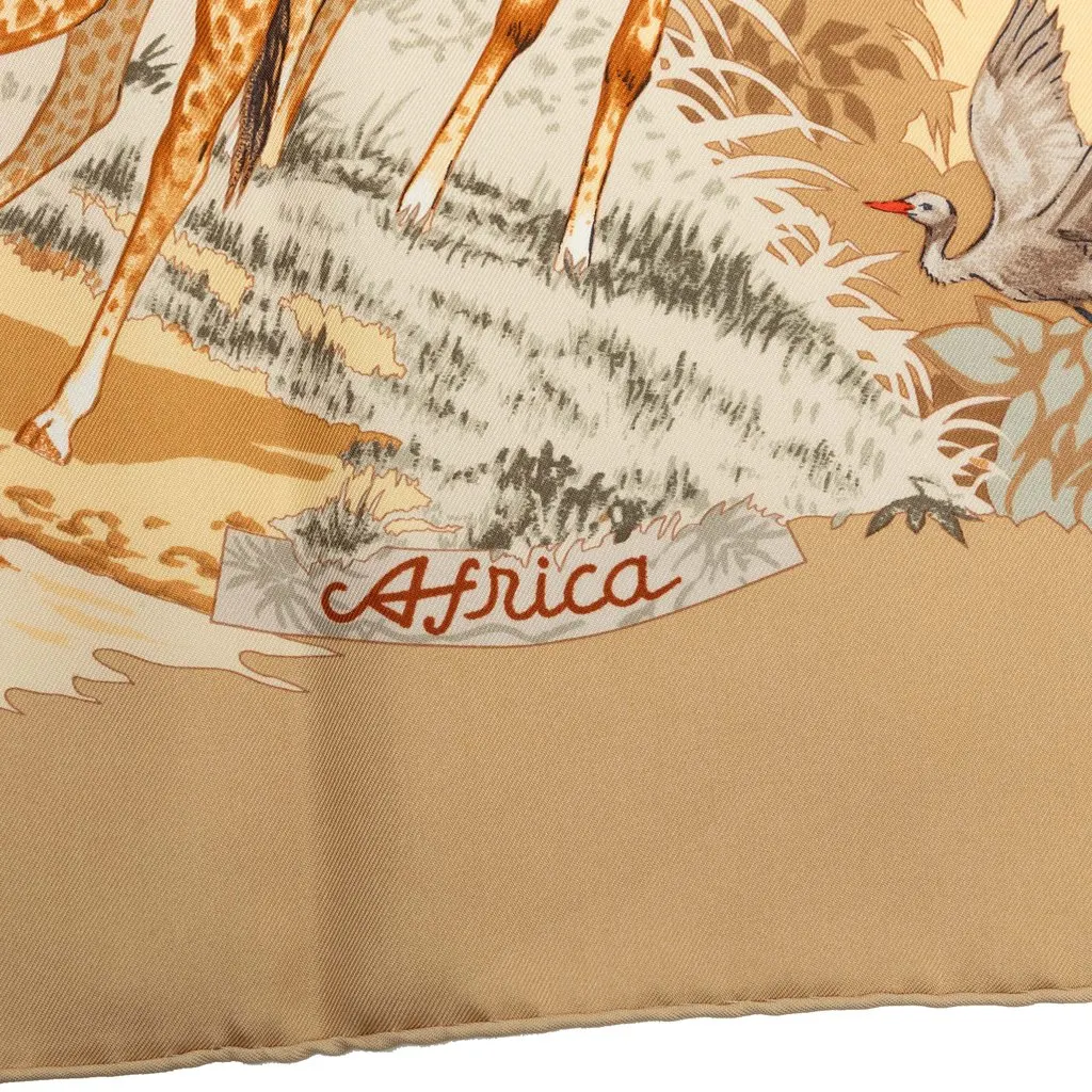 Hermès Africa Silk Scarf 90 Brown Silk Very good - Model View