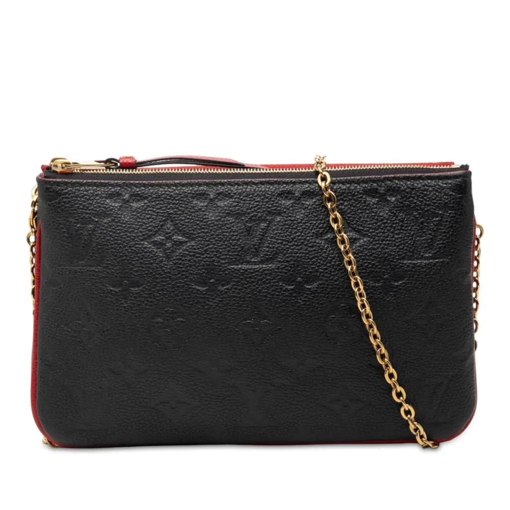 Louis Vuitton Monogram Empreinte Double Zip Pochette Blue Leather Good - Front View