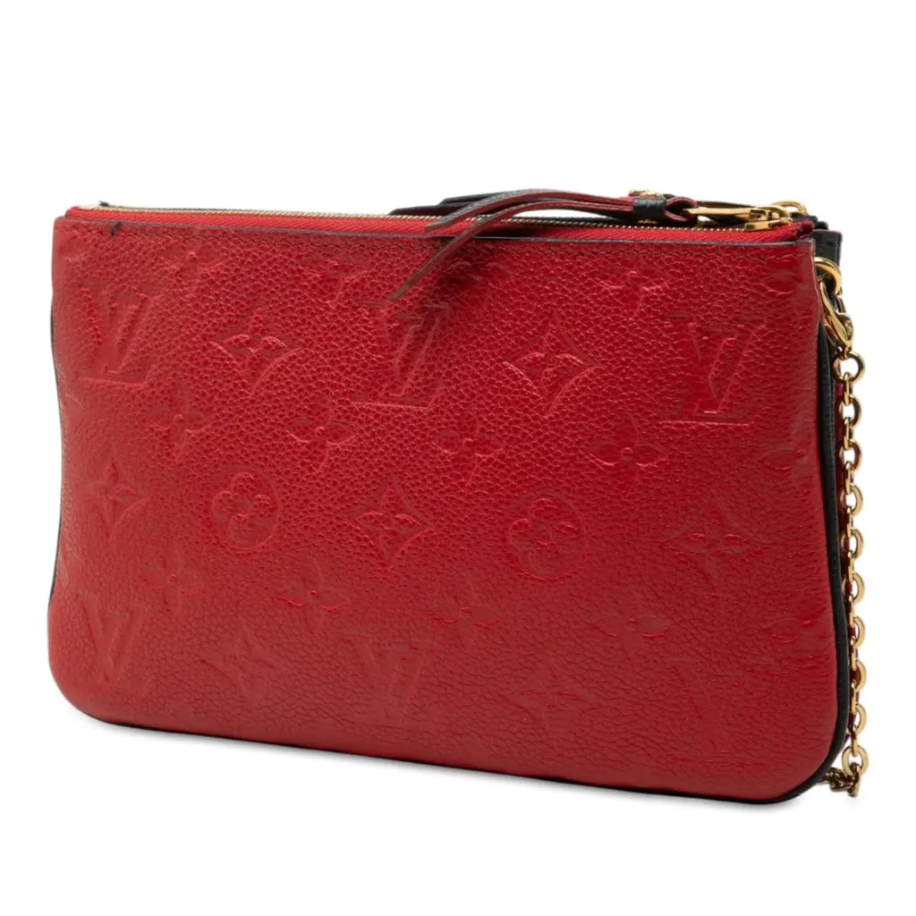 Louis Vuitton Monogram Empreinte Double Zip Pochette Blue Leather Good - Back View