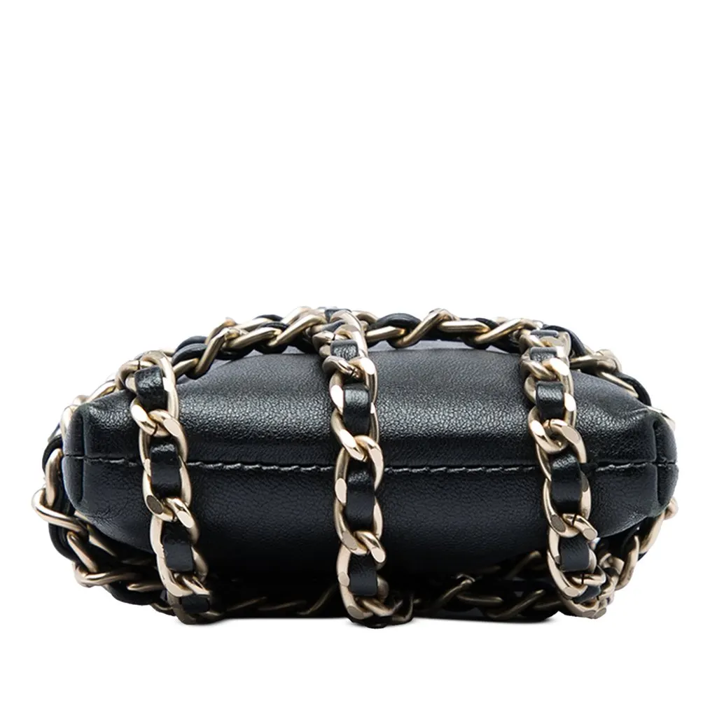 Chanel Lambskin Tech Me Out Clutch With Chain Black Leather Very good - Inside View