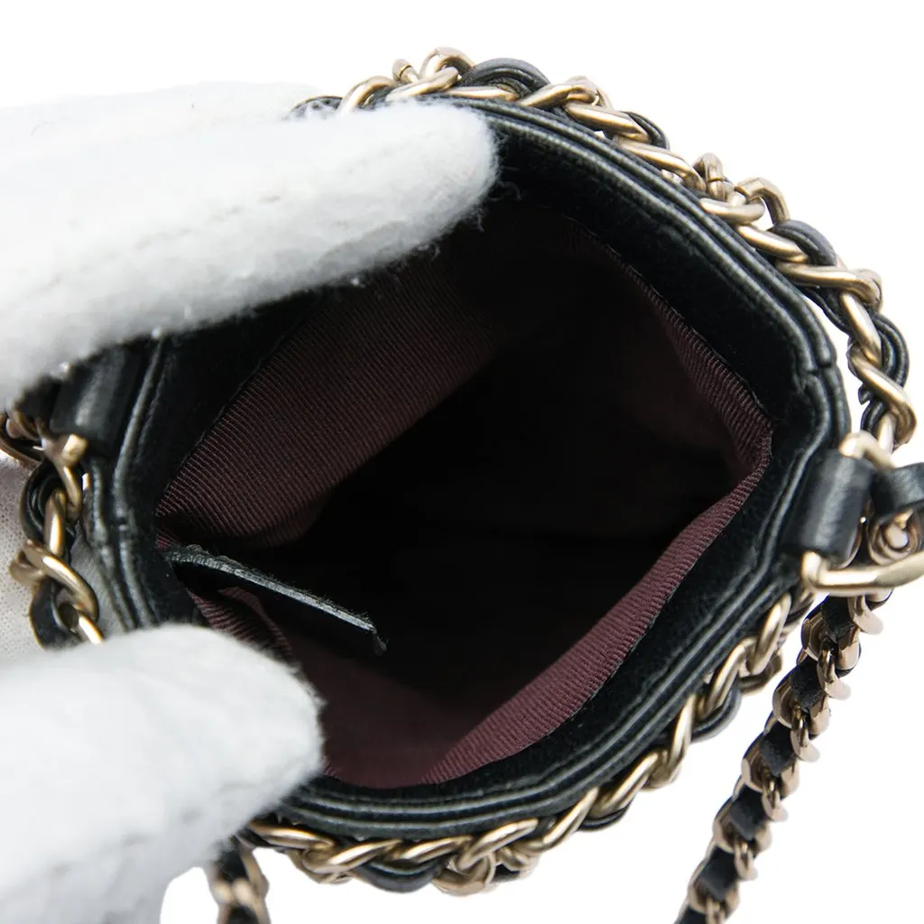 Chanel Lambskin Tech Me Out Clutch With Chain Black Leather Very good - Model View