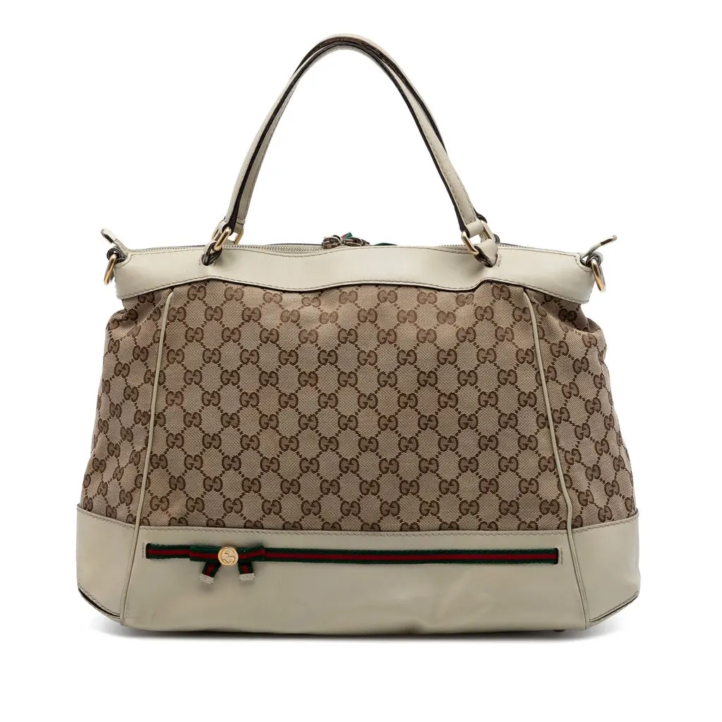 Gucci GG Canvas Web Mayfair Satchel Beige Very good - Front View