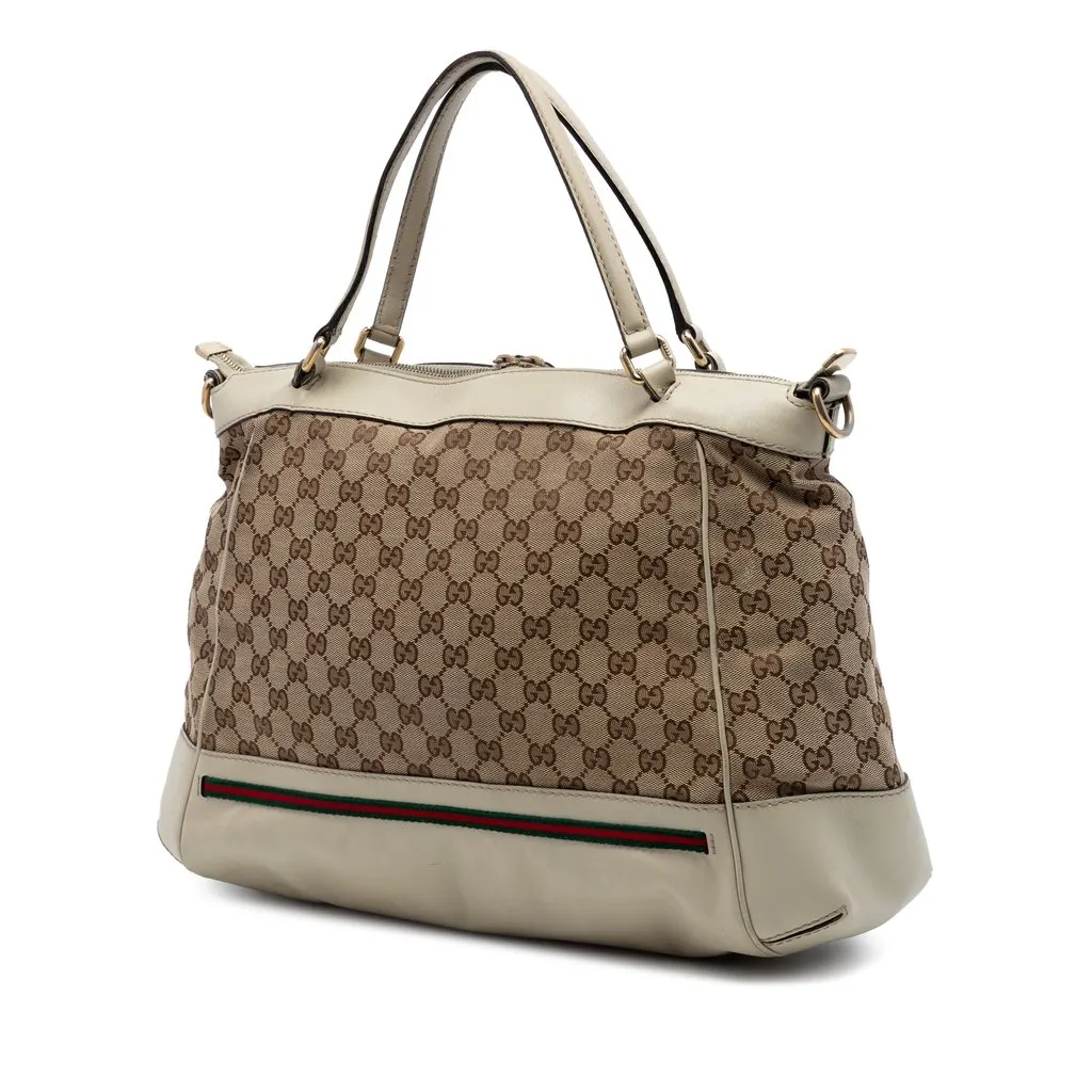 Gucci GG Canvas Web Mayfair Satchel Beige Very good - Back View
