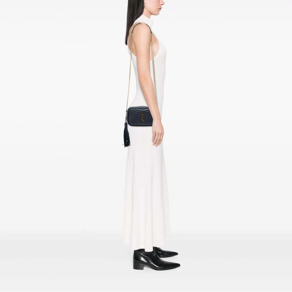 Saint Laurent Mini Grain de Poudre Chevron Monogram Lou Camera Bag Black Leather Good - Box View