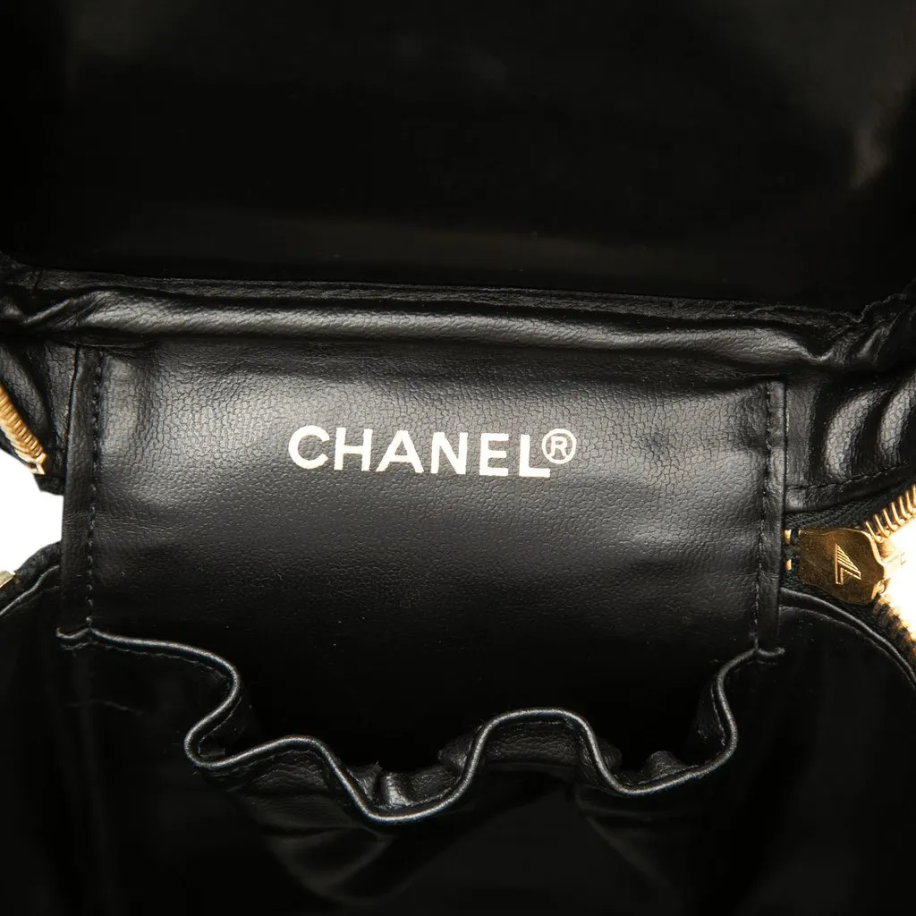 Chanel CC Lambskin Vanity Case Black Leather Very good - Box View
