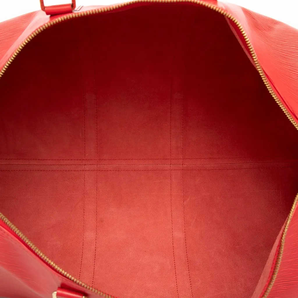 Louis Vuitton Epi Keepall 55 Red Leather Good - Model View