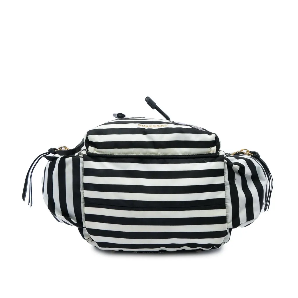 Burberry Medium Striped Nylon Runway Backpack Black Very good - Inside View