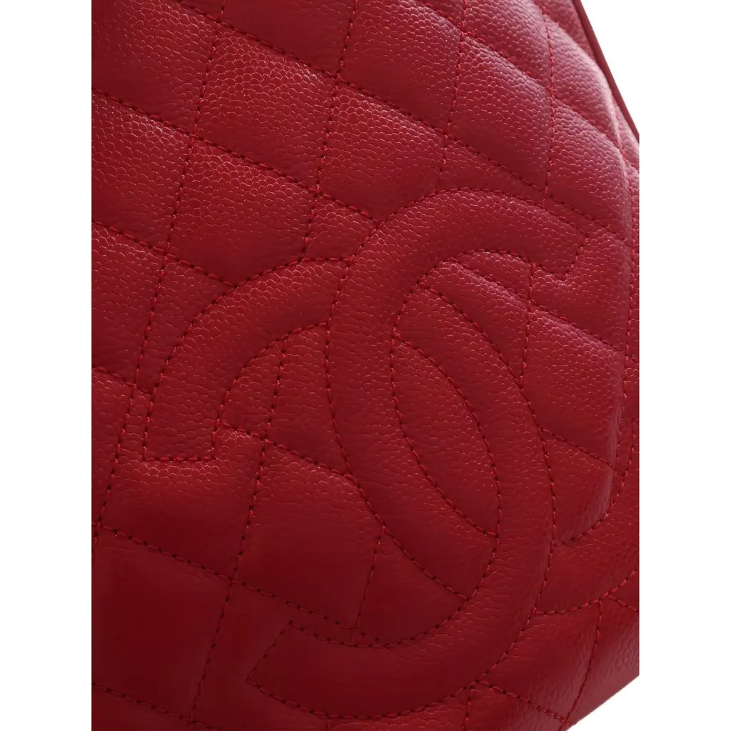 Chanel Caviar Petite Shopping Tote Red Leather Very good - Box View