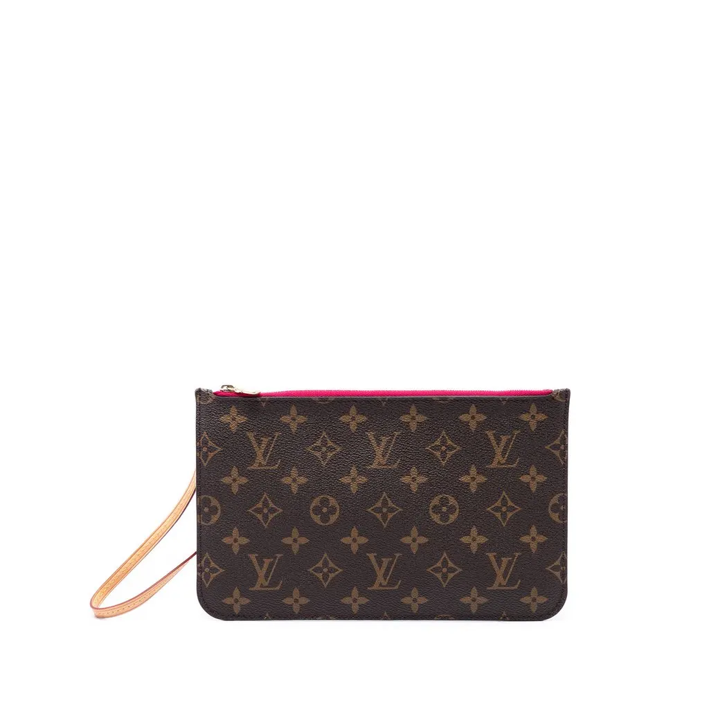 Louis Vuitton Monogram Neverfull MM Pouch Brown Canvas Very good - Front View