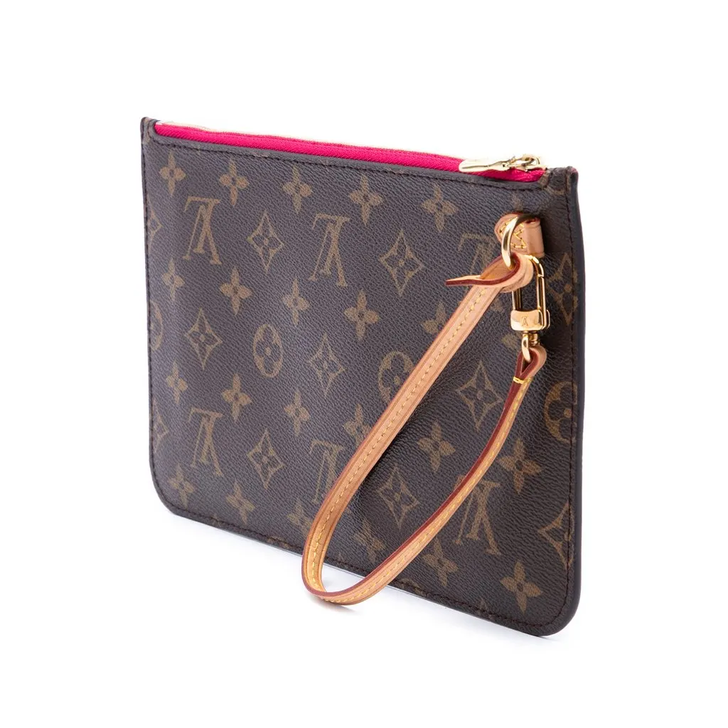Louis Vuitton Monogram Neverfull MM Pouch Brown Canvas Very good - Back View