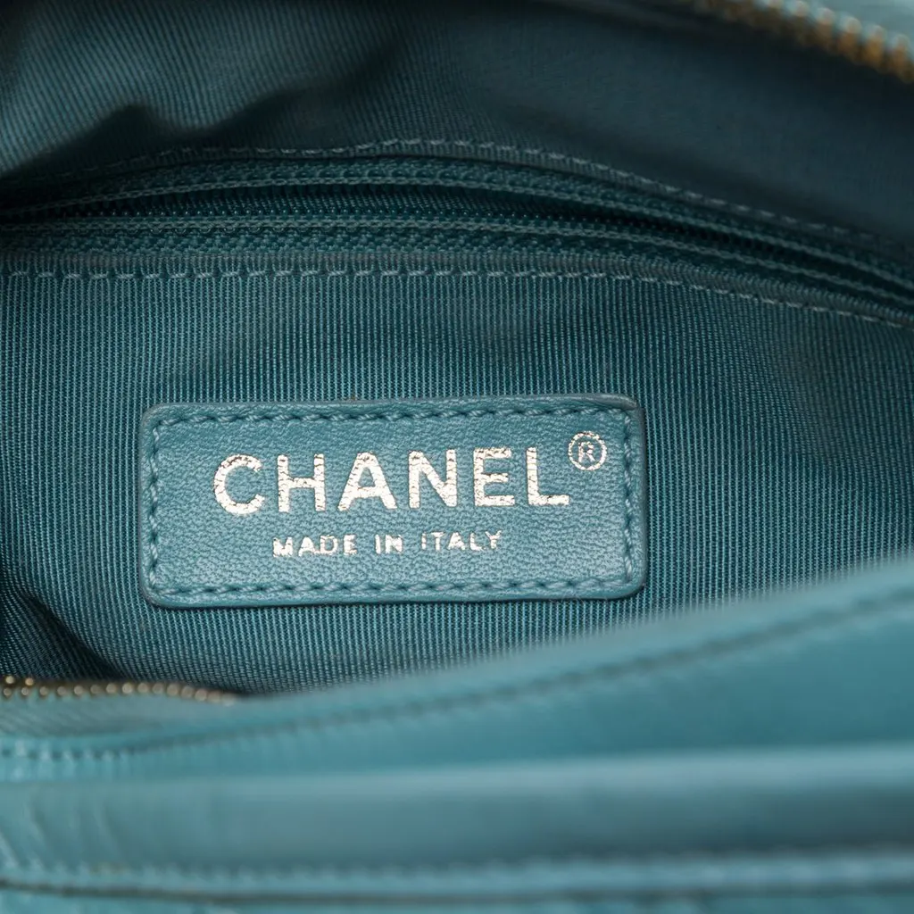 Chanel Small Quilted Aged Calfskin Gabrielle Hobo Blue Leather Very good - Box View