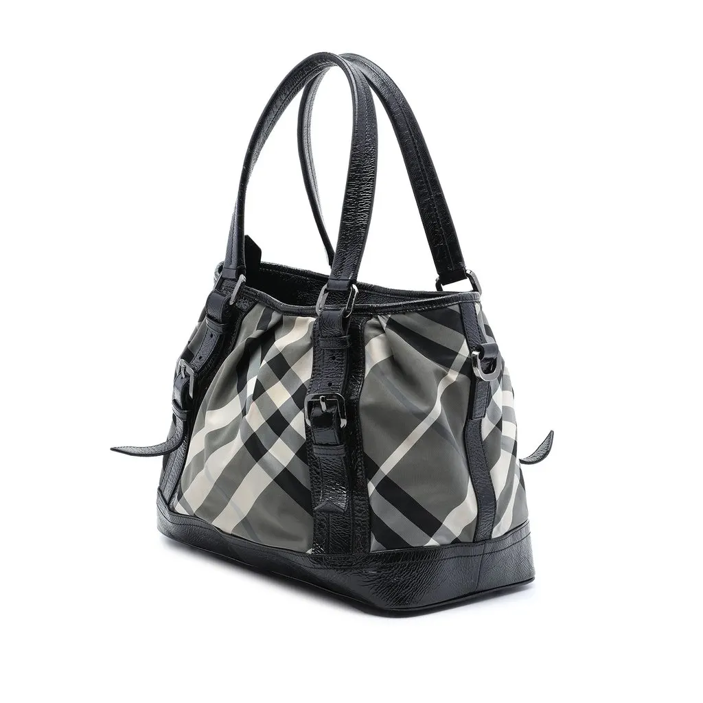 Burberry Medium Beat Check Nylon Lowry Satchel MultiColor Polyamide Good - Back View