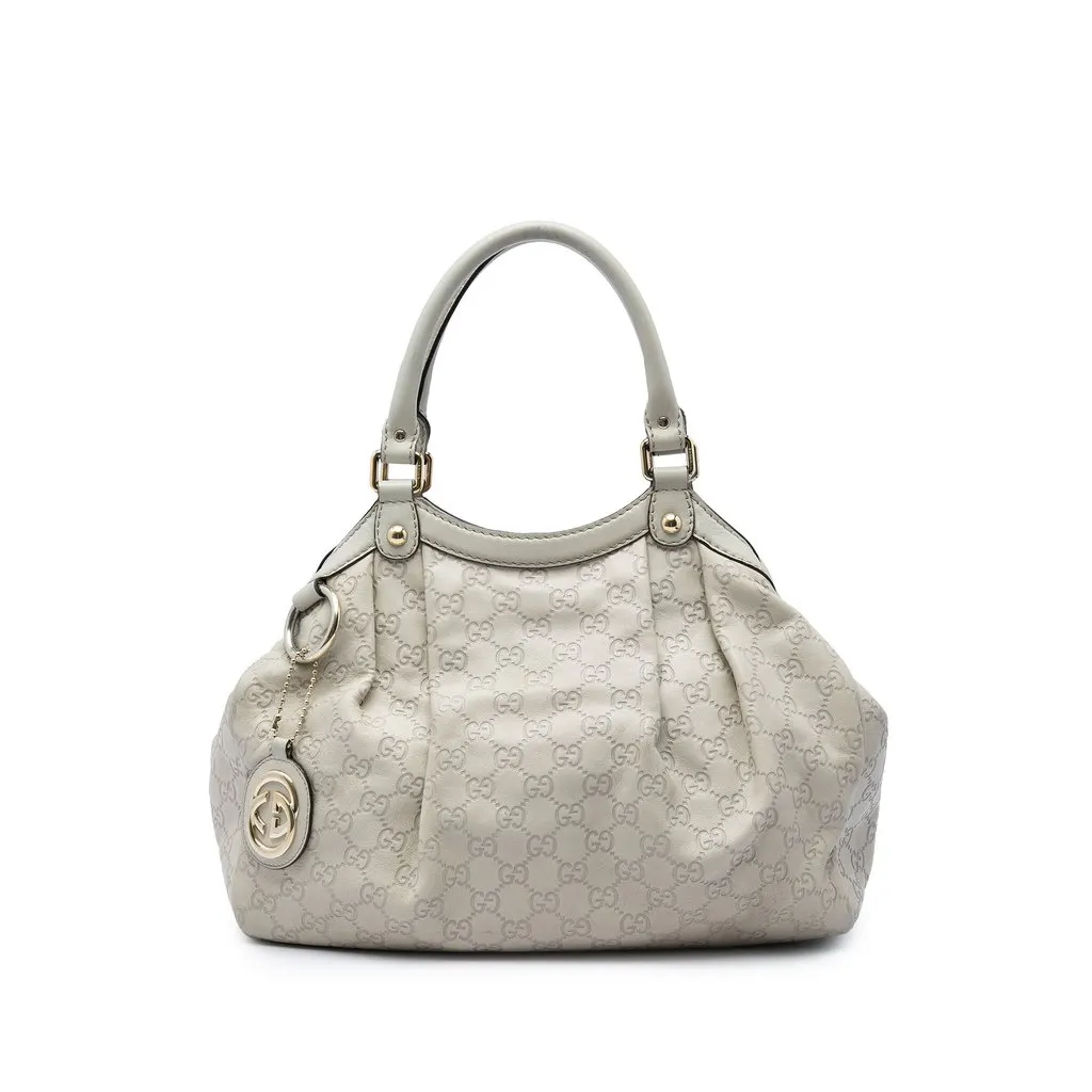 Gucci Medium Guccissima Sukey Tote Beige Leather Good - Front View