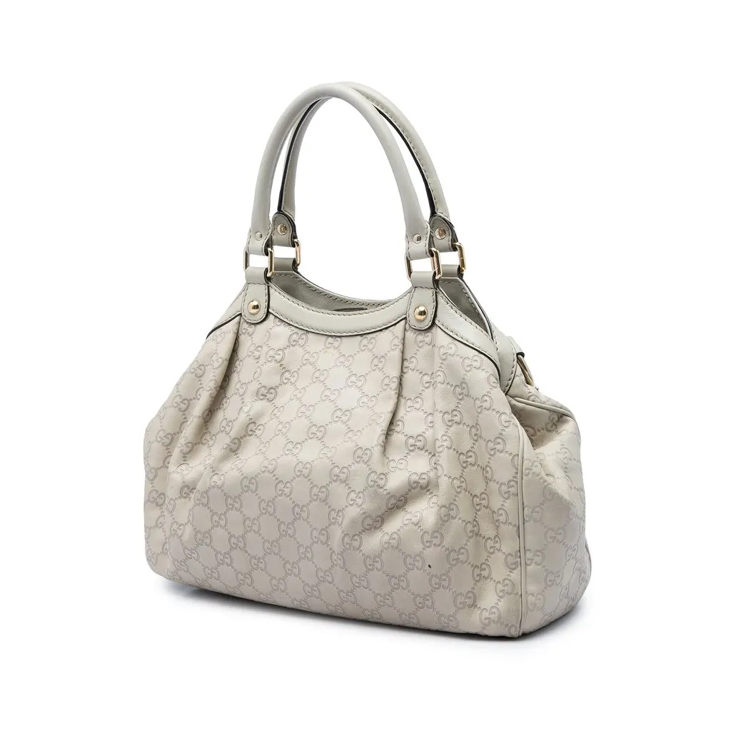 Gucci Medium Guccissima Sukey Tote Beige Leather Good - Back View