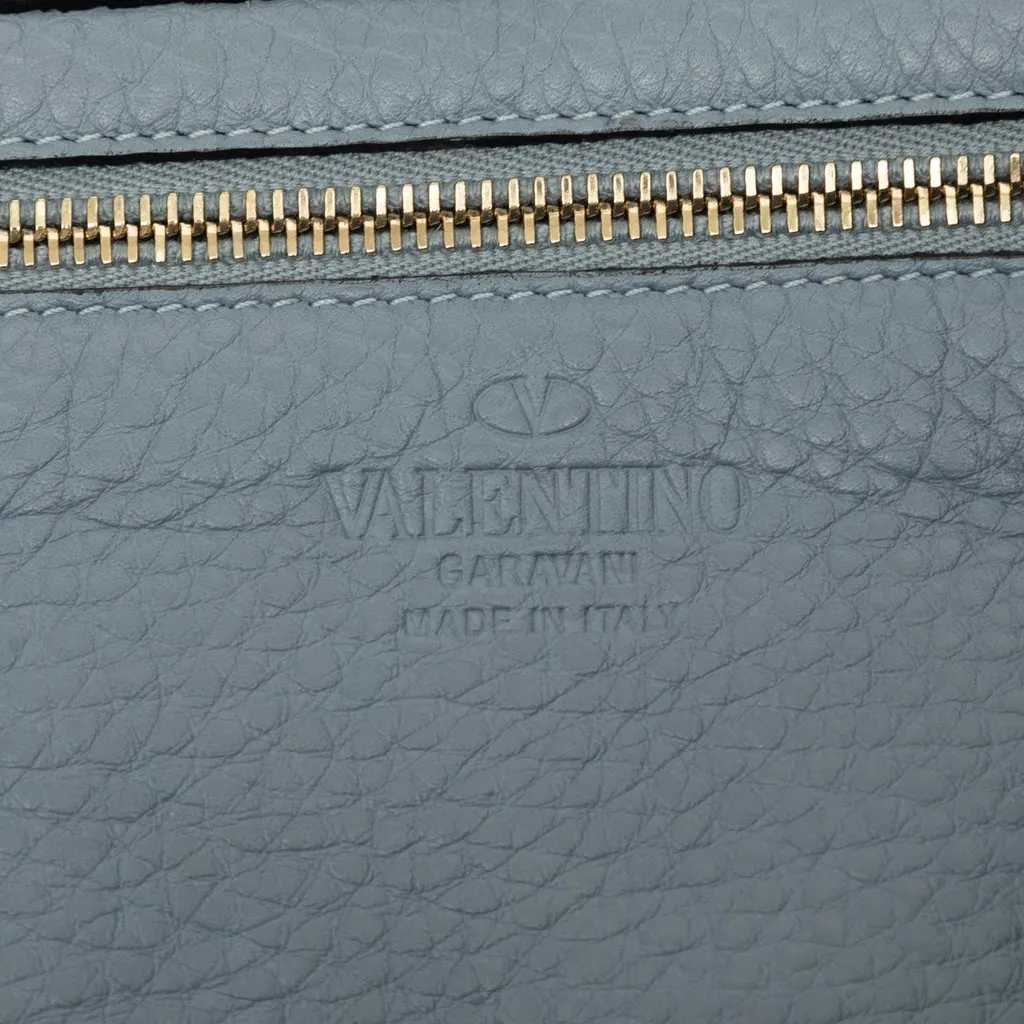 Valentino Small Leather Rockstud Trapeze Satchel Blue Leather Very good - Box View