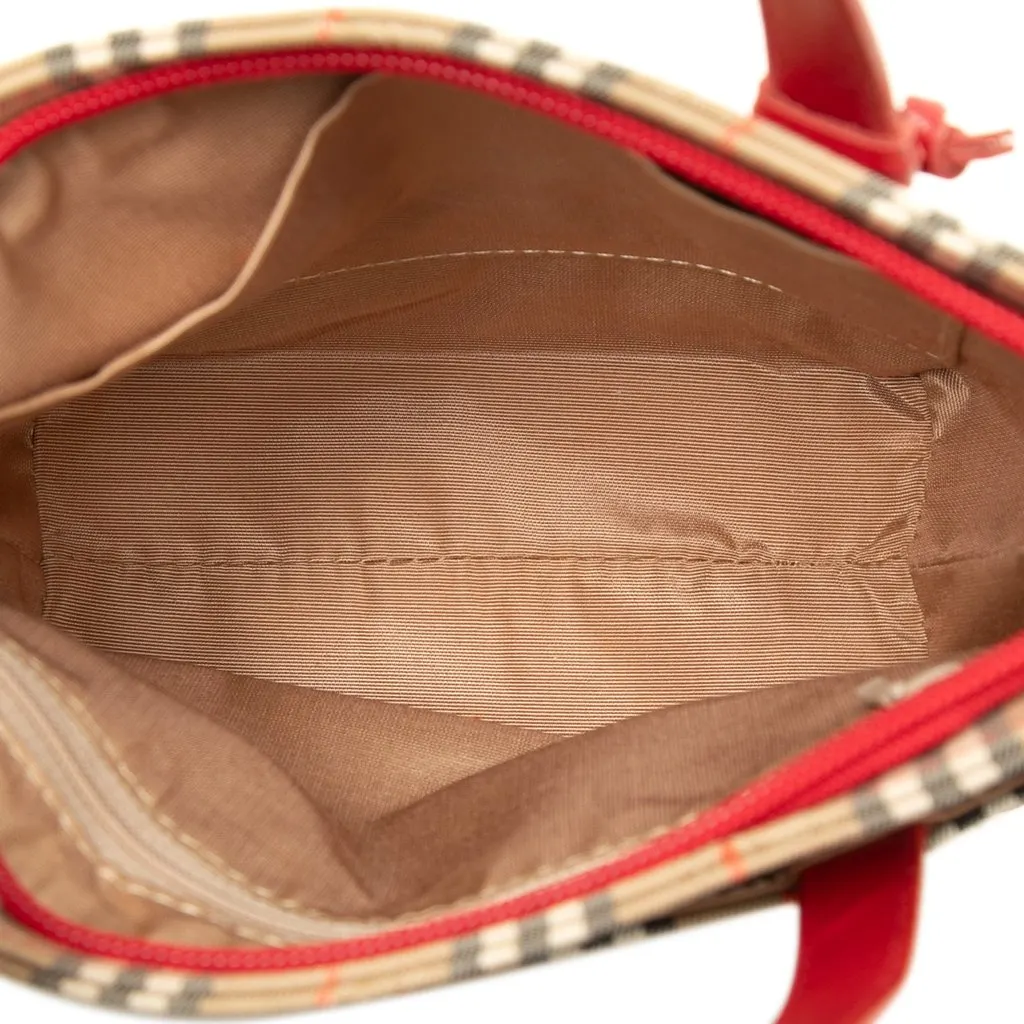 Burberry Haymarket Check Canvas Handbag Beige Canvas Good - Model View