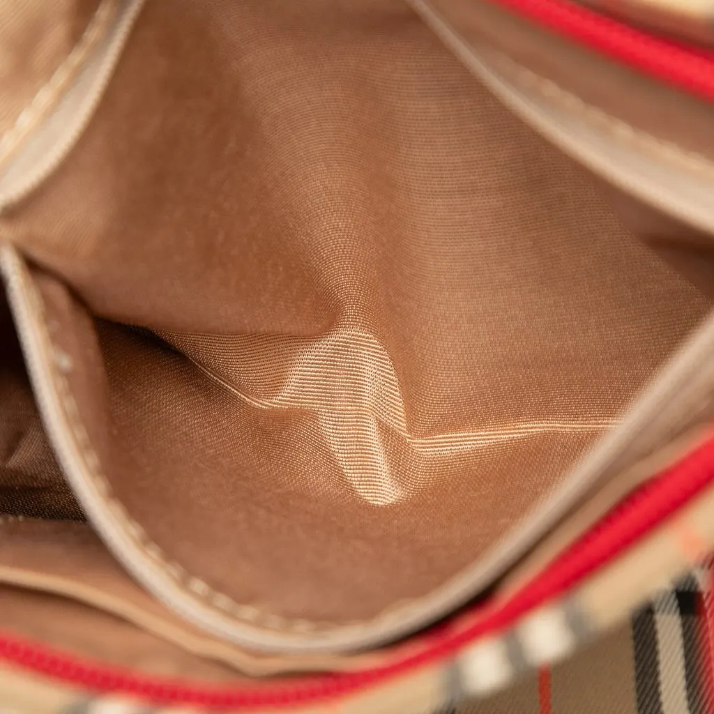 Burberry Haymarket Check Canvas Handbag Beige Canvas Good - Box View
