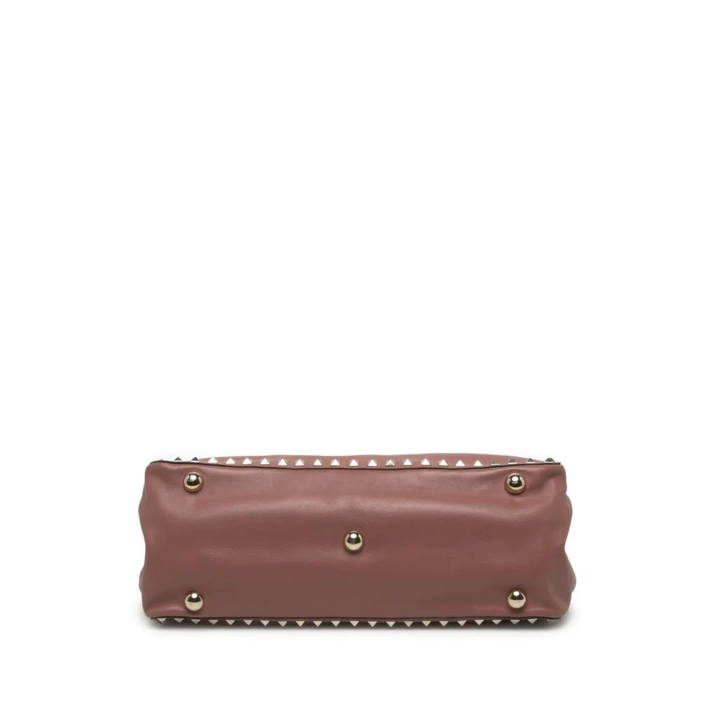 Valentino Medium Leather Rockstud Trapeze Satchel Pink Leather Very good - Inside View