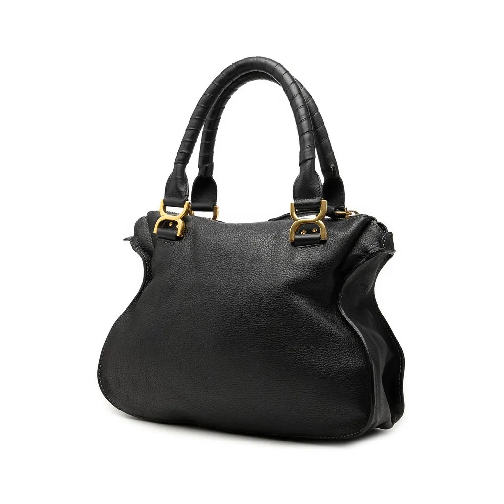 Chloé Medium Leather Marcie Satchel Black Leather Good - Back View
