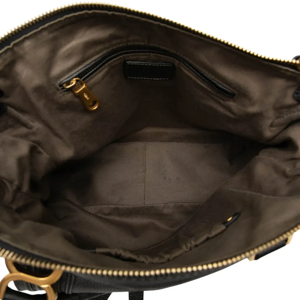 Chloé Medium Leather Marcie Satchel Black Leather Good - Model View