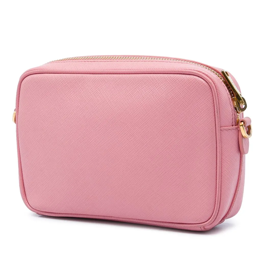 Prada Mini Saffiano Lux Camera Bag Pink Leather Very good - Back View