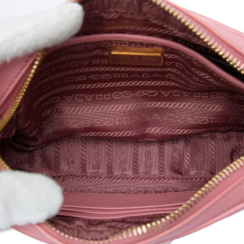 Prada Mini Saffiano Lux Camera Bag Pink Leather Very good - Model View