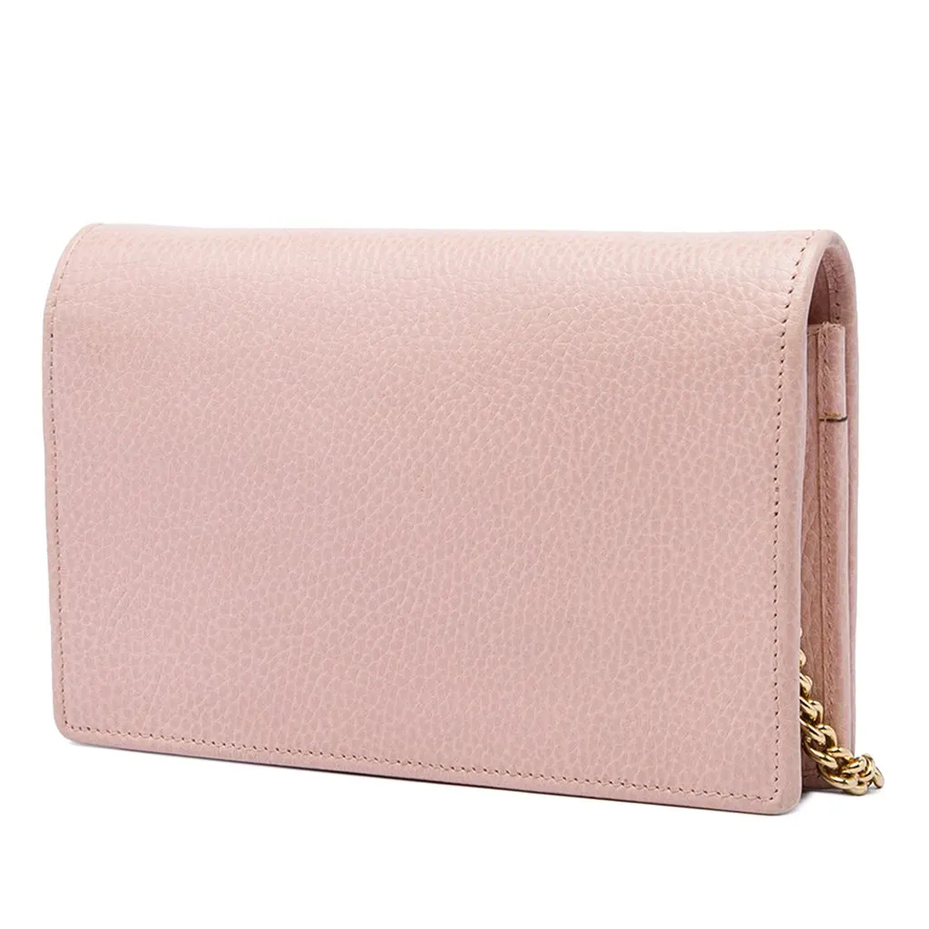 Gucci GG Marmont Calfskin Wallet On Chain Pink Leather Very good - Back View