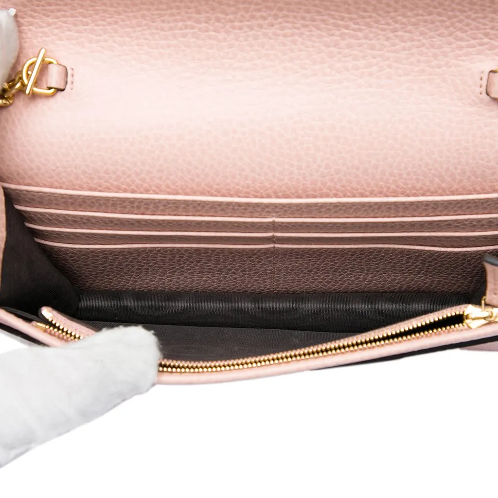 Gucci GG Marmont Calfskin Wallet On Chain Pink Leather Very good - Model View