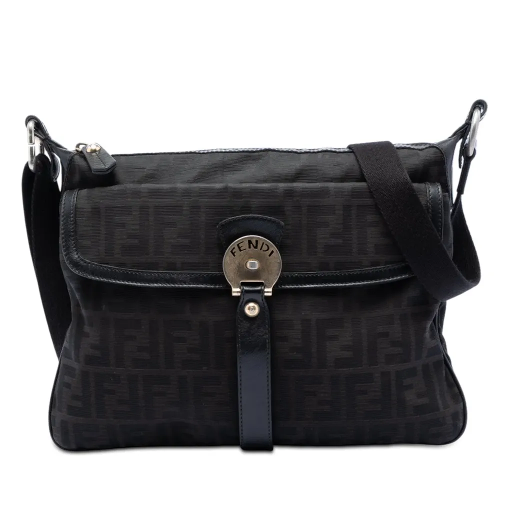 Fendi Zucca Canvas Chef Zip Crossbody Brown Very good - Front View