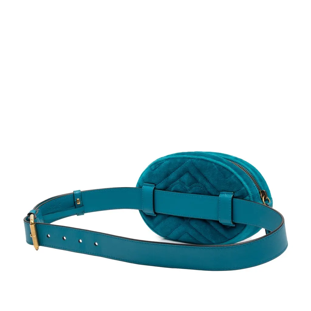 Gucci GG Marmont Matelasse Velvet Belt Bag Blue Very good - Back View