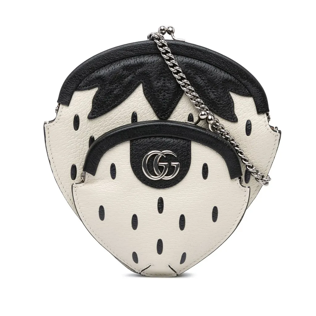 Gucci Leather Fruittini Strawberry Crossbody White Leather Very good - Front View