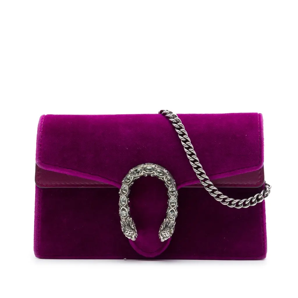 Gucci Mini Velvet Dionysus Crossbody Purple Very good - Front View