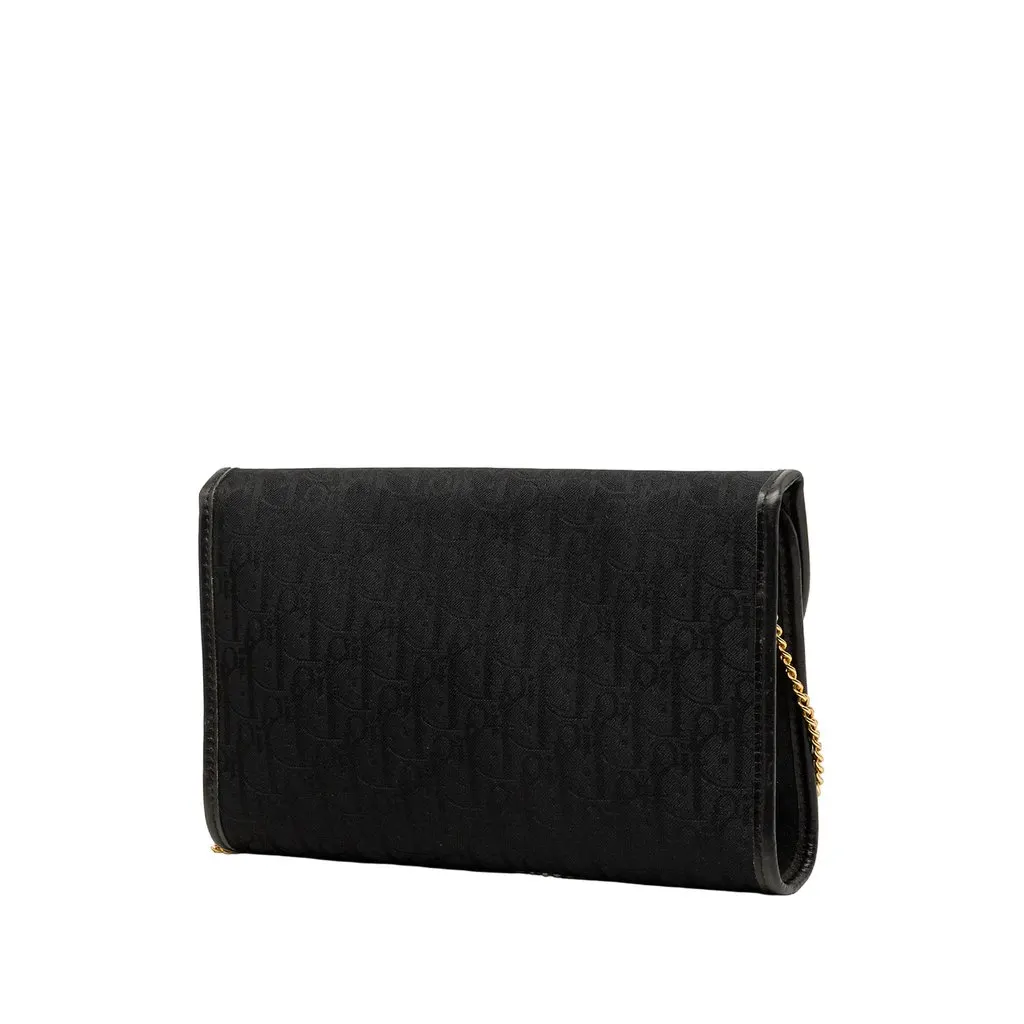 Dior Diorissimo Trotter Canvas Chain Shoulder Bag Black Canvas Good - Back View