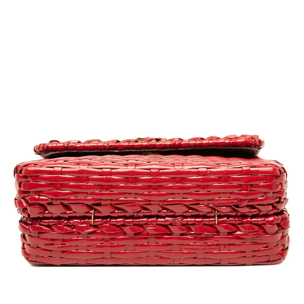 Gucci Mini GG Marmont Glazed Wicker Flap Crossbody Red Rattan Very good - Inside View