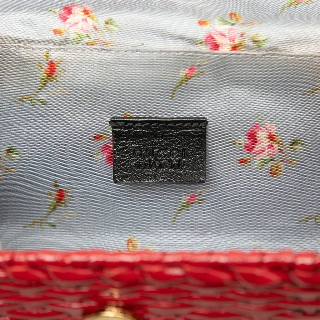 Gucci Mini GG Marmont Glazed Wicker Flap Crossbody Red Rattan Very good - Box View