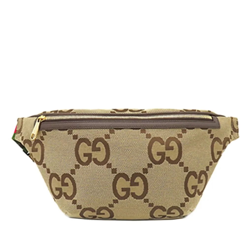 Gucci Jumbo GG Canvas Web Belt Bag Beige Very good - Front View