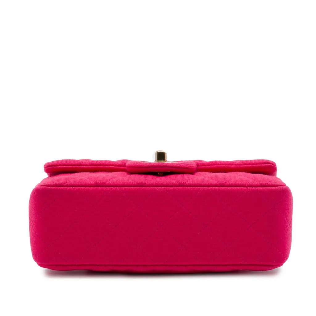Chanel Mini Rectangular Classic Jersey Single Flap Pink Cotton Very good - Inside View