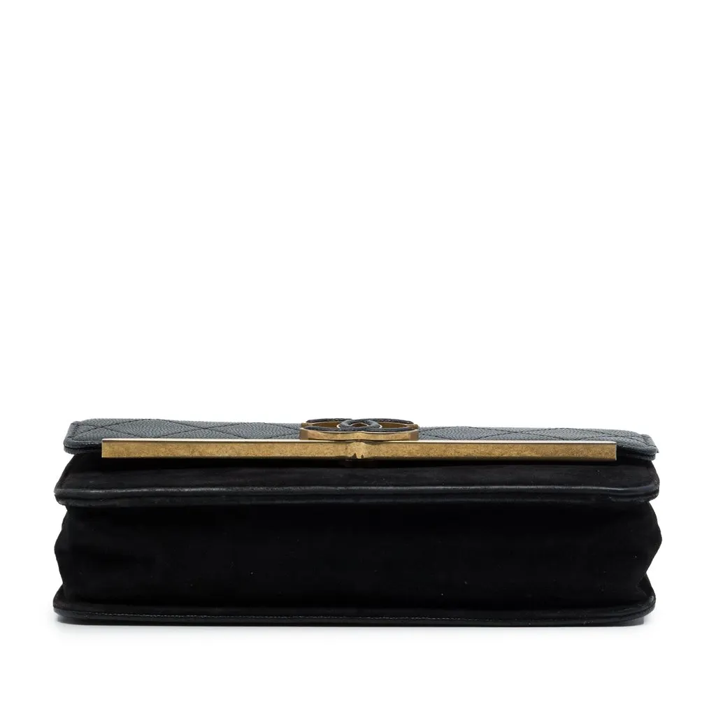 Chanel Stitched Caviar and Suede Lady Coco Wallet On Chain Black Leather Very good - Inside View